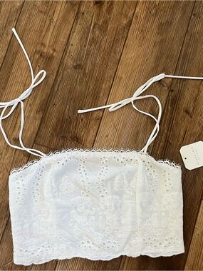 Altar'd State White Embroidered Eyelet Crop Top
